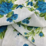 Floral Linen Digital Print Fabric - White