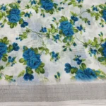 Floral Linen Digital Print Fabric - White - Image 2