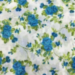 Floral Linen Digital Print Fabric - White - Image 5
