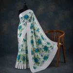 Floral Linen Digital Print Fabric - White - Image 7