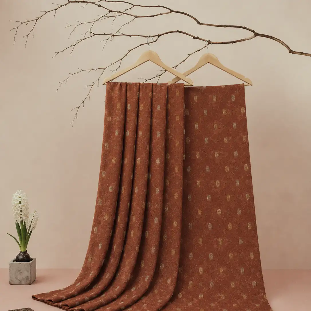 Tissue Banarasi Fabric-Cinnamon 1 Tissue Banarasi Fabric - Cinnamon - Image 1