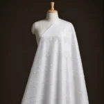 Vichitra Silk Fur Pattern Fabric - Pure White