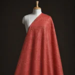 Vichitra Silk Fur Pattern Fabric - Rust Orange