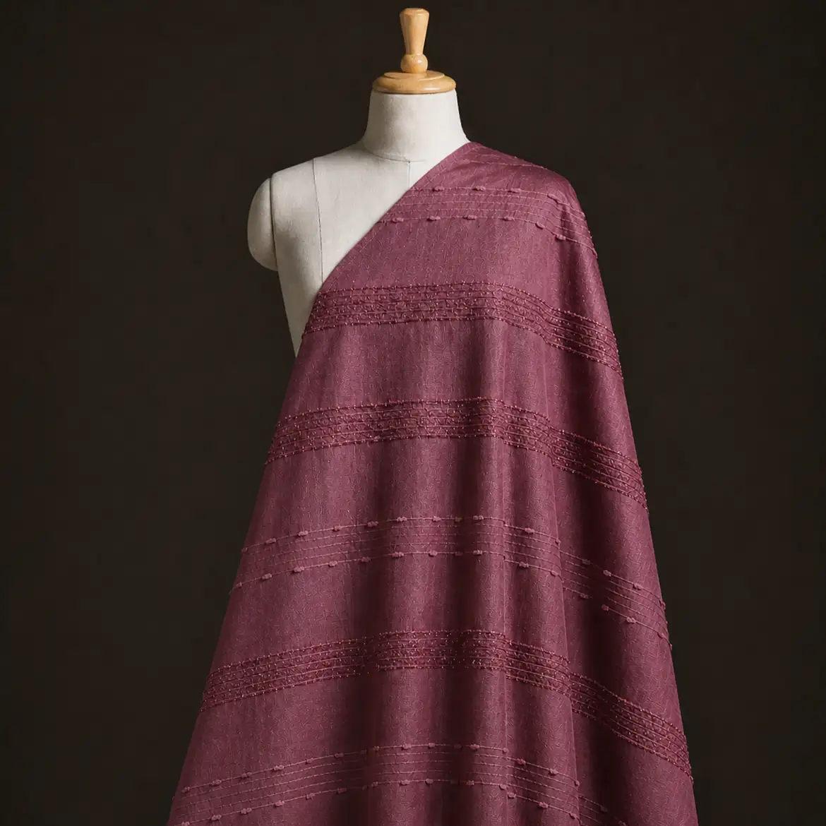 Vichitra Silk Fur Pattern - Wine Maroom 1 Vichitra Silk Fur Pattern Fabric - Wine Maroon - Image 1