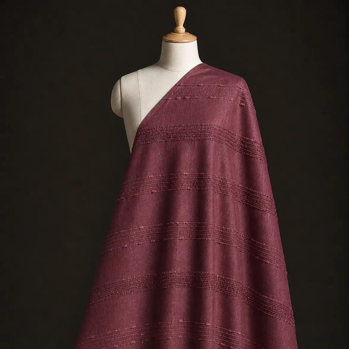Vichitra Silk Fur Pattern - Wine Red 1 Vichitra Silk Fur Pattern Fabric - Wine Red - Image 1