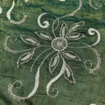 Zari Embroidery Shimmer Fabric - Hunter Green - Image 3