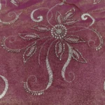 Zari Embroidery Shimmer Fabric -Reddish Purple - Image 3