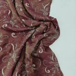 Zari Embroidery Shimmer Fabric -Wine Red - Image 4