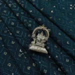 Zari Work Raw Silk Fabric - Rama Green