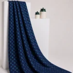 Zari Work Raw Silk Fabric - Navy Blue