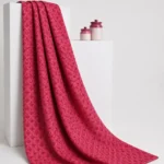 Zari Work Raw Silk Fabric - Strawberry Red