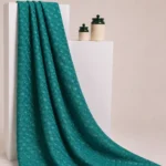 Zari Work Raw Silk Fabric - Teal