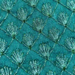 Zari Work Raw Silk Fabric - Teal - Image 3
