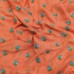Embroidery Work Georgette Fabric - Dusty Orange - Image 5