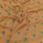 Embroidery Work Georgette Fabric - Faded Orange - Image 5