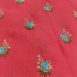 Embroidery Work Georgette Fabric - Fiery Rose - Image 3