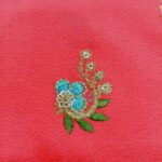Embroidery Work Georgette Fabric - Fiery Rose - Image 4