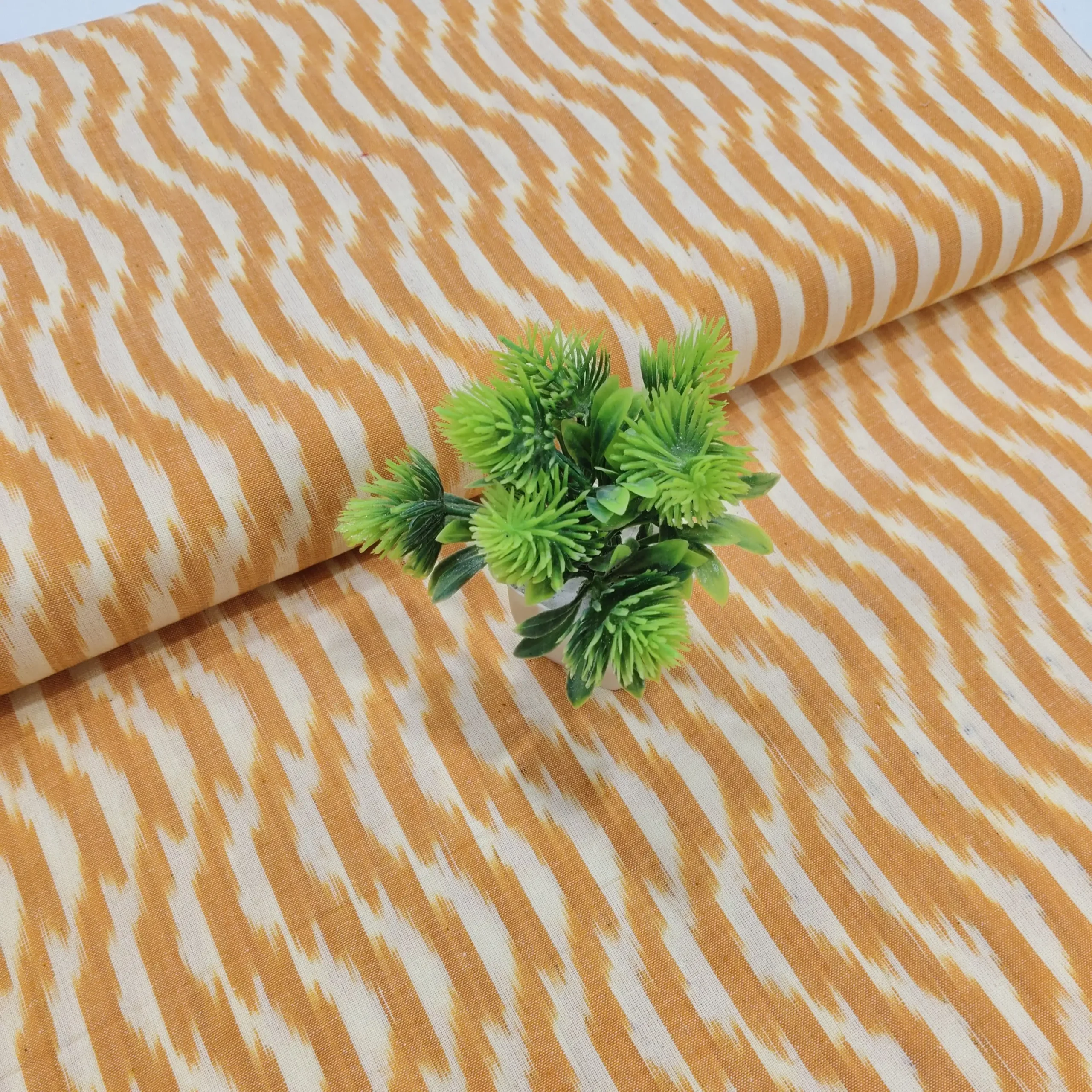 Ikat Weave Cotton - Faded Orange 1 Ikat Weave Cotton Fabric - Multicolor - Image 1