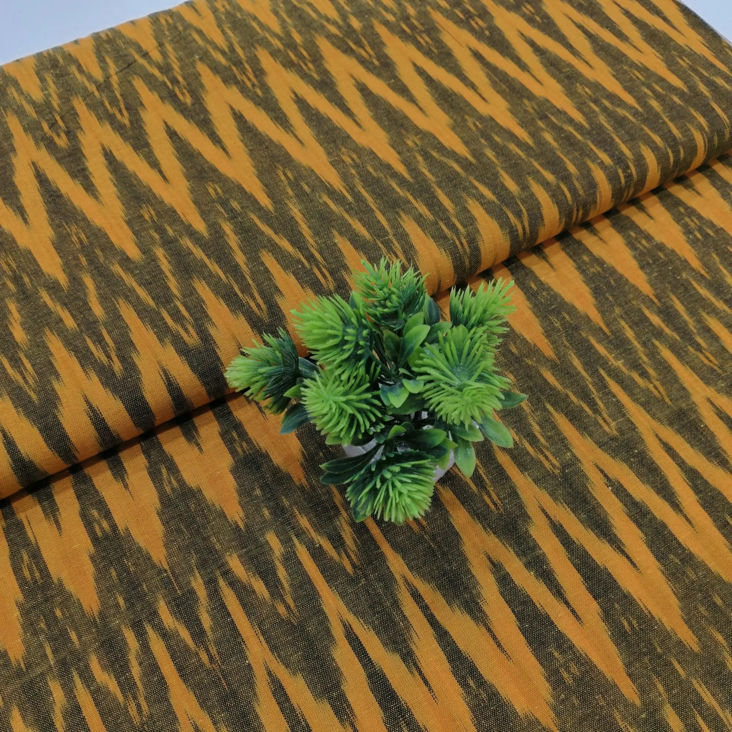 Ikat Weave Cotton - Yellow 1 Ikat Weave Cotton Fabric - Multicolor - Image 1