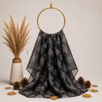 Organza with Silver Zari Embroidery - Black