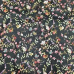 Semi Raw Silk with Digital Print Fabric – Black - Image 2