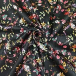 Semi Raw Silk with Digital Print Fabric – Black - Image 5