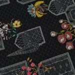 Semi Raw Silk with Digital Print – Black - Image 3