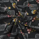 Semi Raw Silk with Digital Print – Black - Image 5