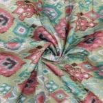 Semi Raw Silk with Digital Print – Dark Sea Green - Image 5